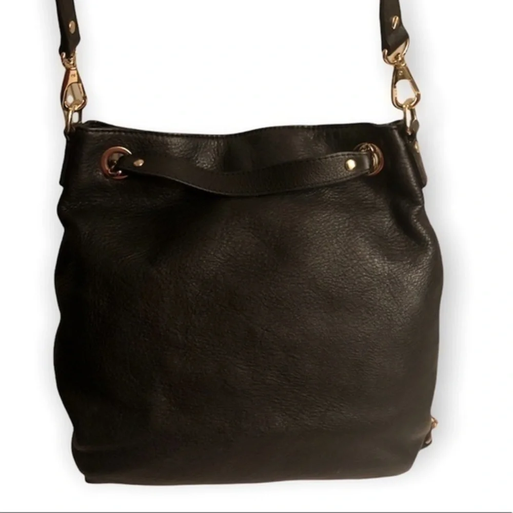 Michael kors black leather two way chain crossbody top handle bag